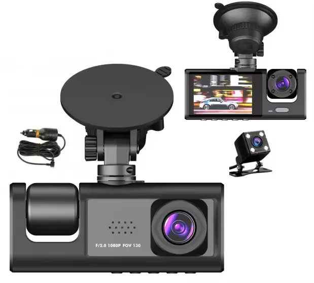 1080P HD Screen Dash Cam with IR Night Vision Loop Recording 3 Camera Vehicle DVR Recorder Black Box