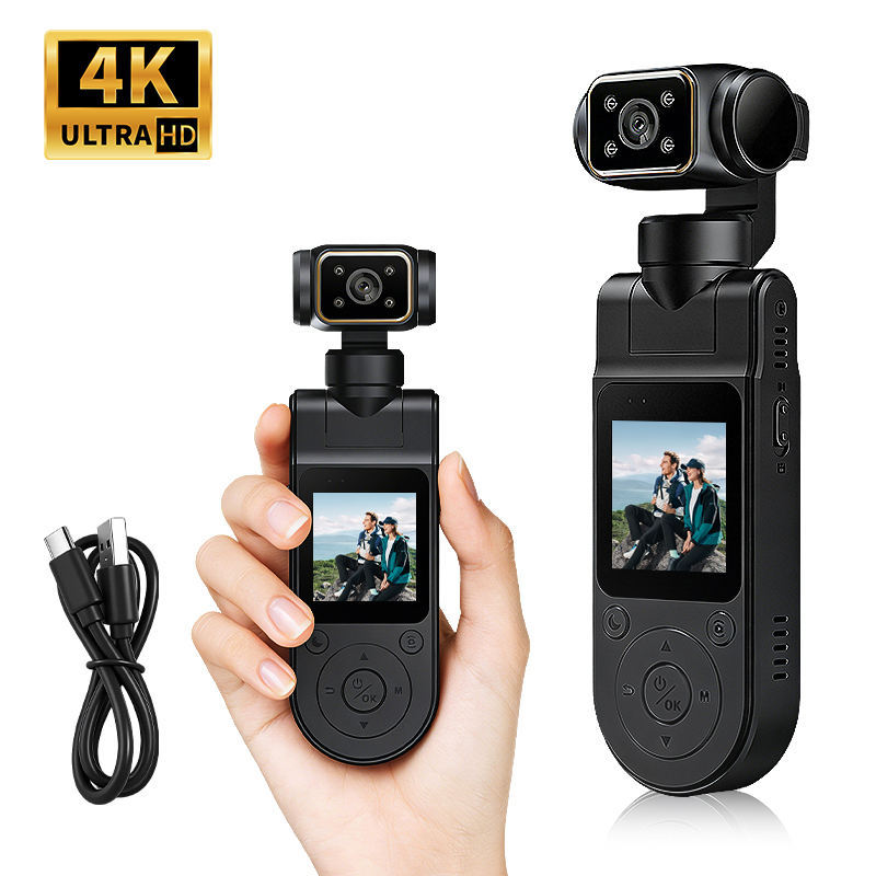 4K Pocket Handheld Sport Camera Rotatable HD Night Vision Live Vlog Recorder Bike Pocket Camcorder Vlogging Camera