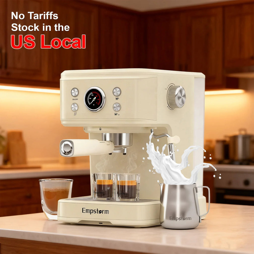 Empstorm Turkish  20 bar  Commercial 2-Cup Double Stainless Steel  Coffee Making Coffee Machine Home