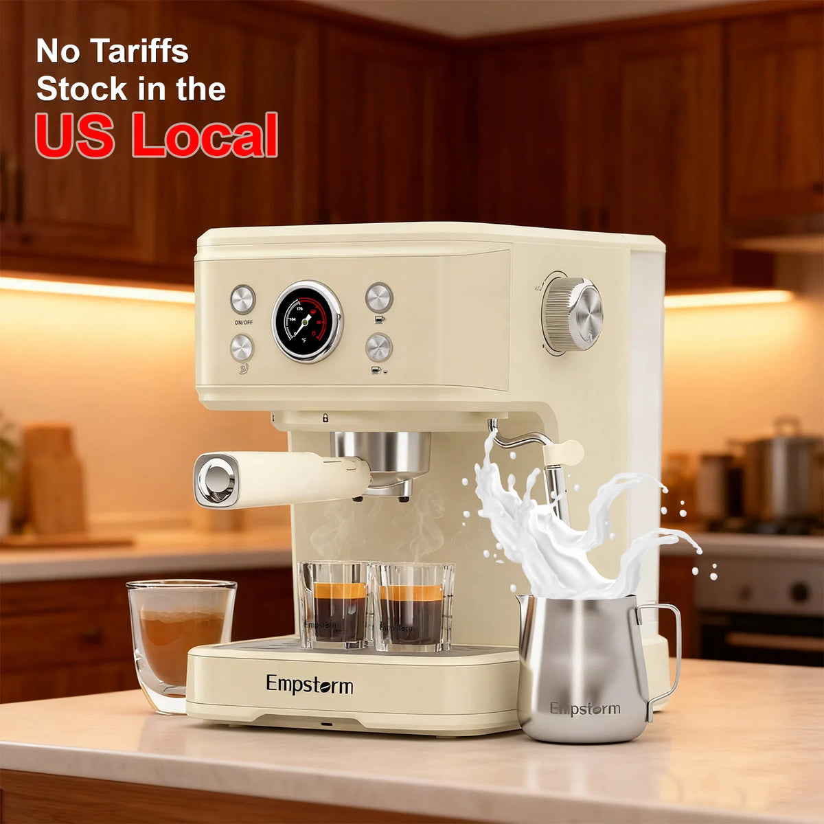 Empstorm Turkish  20 bar  Commercial 2-Cup Double Stainless Steel  Coffee Making Coffee Machine Home