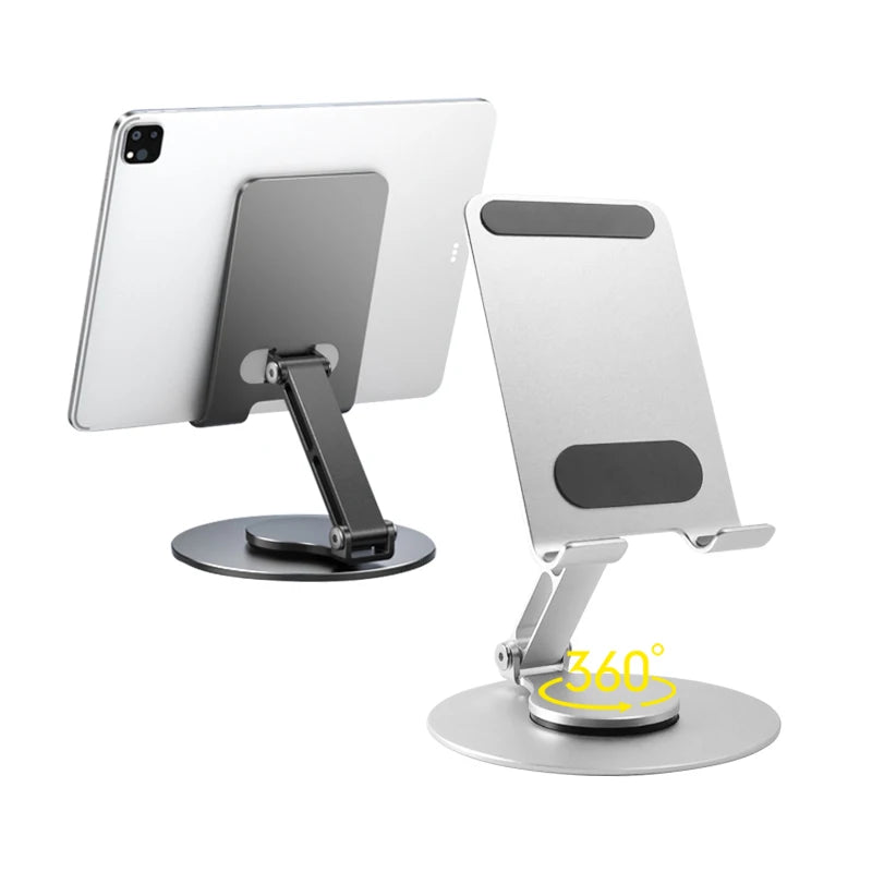 Real Aluminum Alloy 360 Degree Rotating Phone Stand Adjustable Foldable Desktop Holder Portable Ergonomic Cell Phone Stand