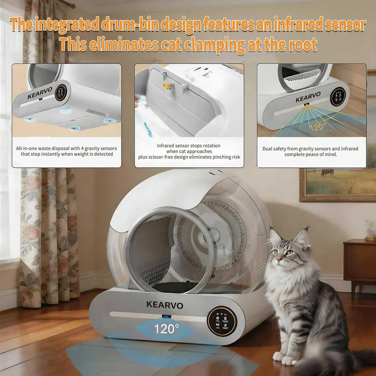 USA Warehouse 65L Smart Cat Litter Box Automatic Cleaning Health Monitor Odor Isolation Multi Cats Use