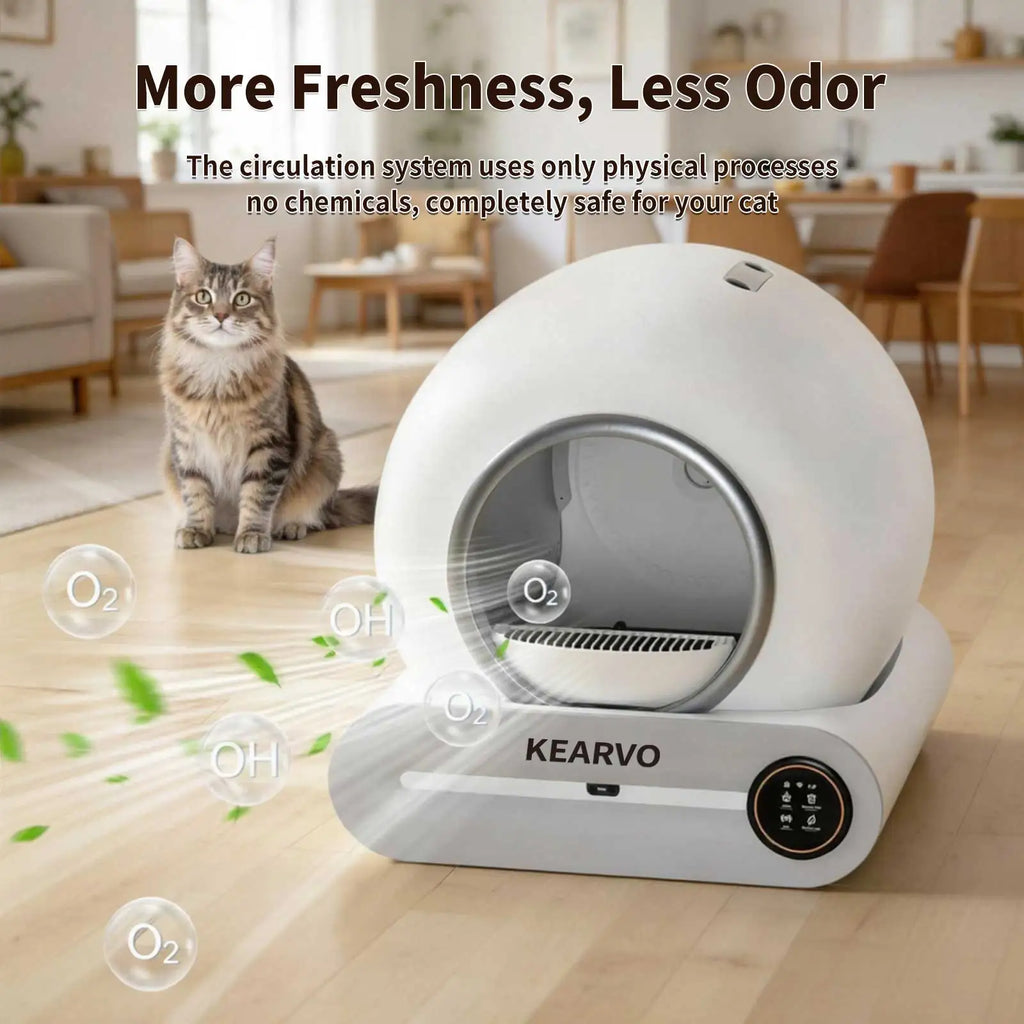 USA Warehouse 65L Smart Cat Litter Box Automatic Cleaning Health Monitor Odor Isolation Multi Cats Use
