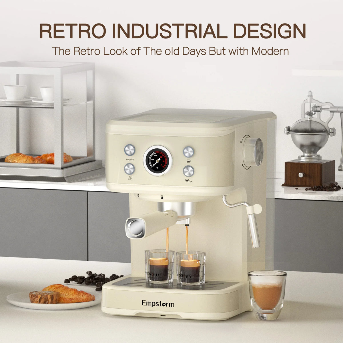 Empstorm Turkish  20 bar  Commercial 2-Cup Double Stainless Steel  Coffee Making Coffee Machine Home
