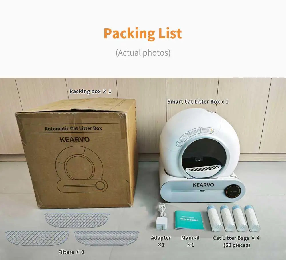 USA Warehouse 65L Smart Cat Litter Box Automatic Cleaning Health Monitor Odor Isolation Multi Cats Use