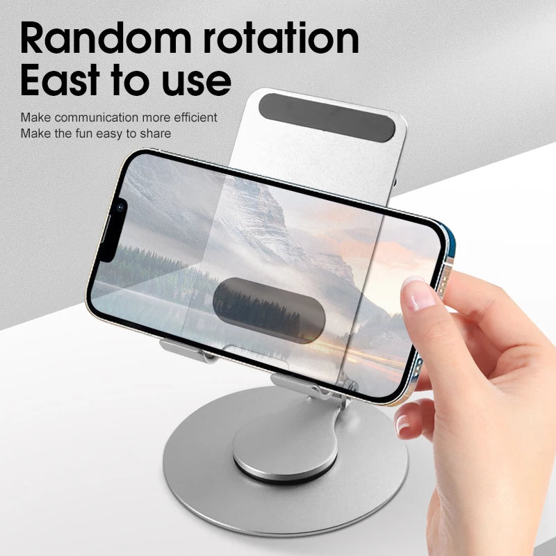 Real Aluminum Alloy 360 Degree Rotating Phone Stand Adjustable Foldable Desktop Holder Portable Ergonomic Cell Phone Stand