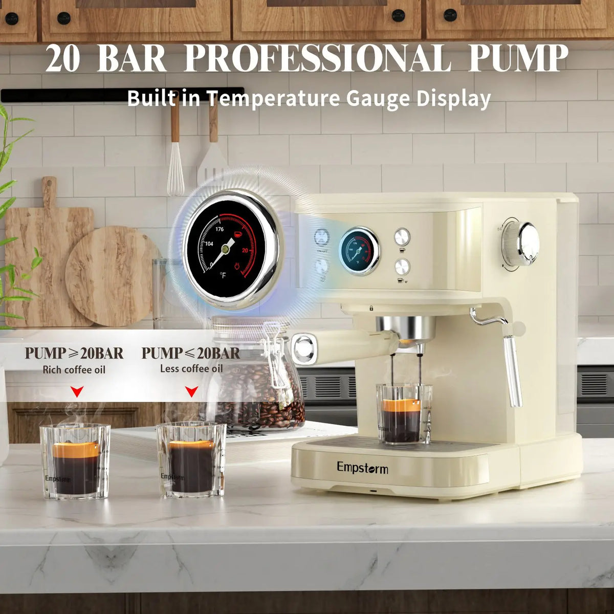 Empstorm Turkish  20 bar  Commercial 2-Cup Double Stainless Steel  Coffee Making Coffee Machine Home