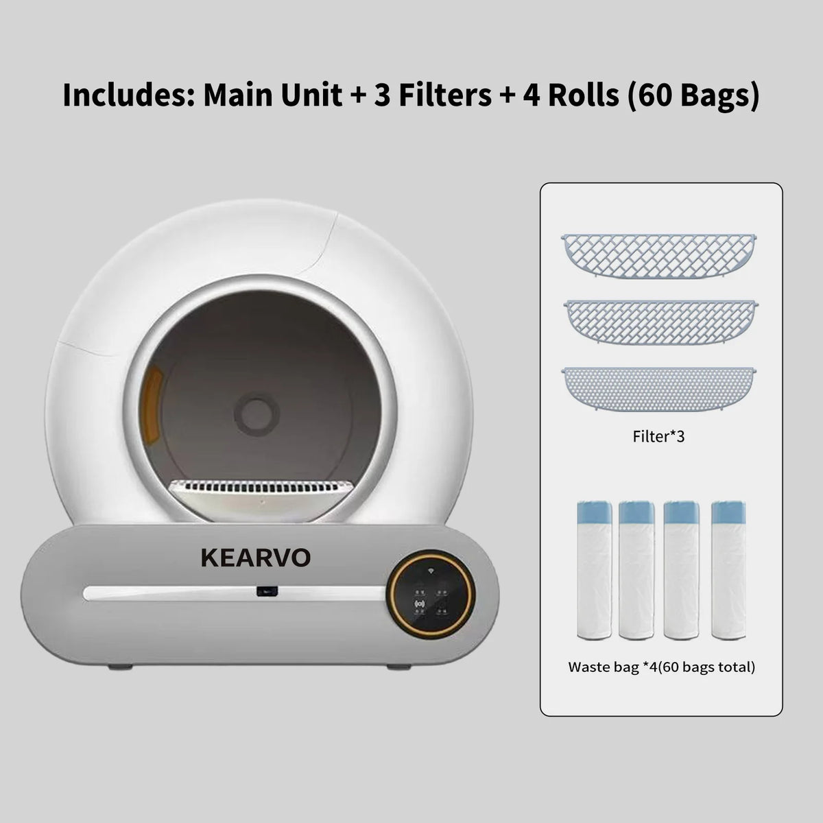 USA Warehouse 65L Smart Cat Litter Box Automatic Cleaning Health Monitor Odor Isolation Multi Cats Use
