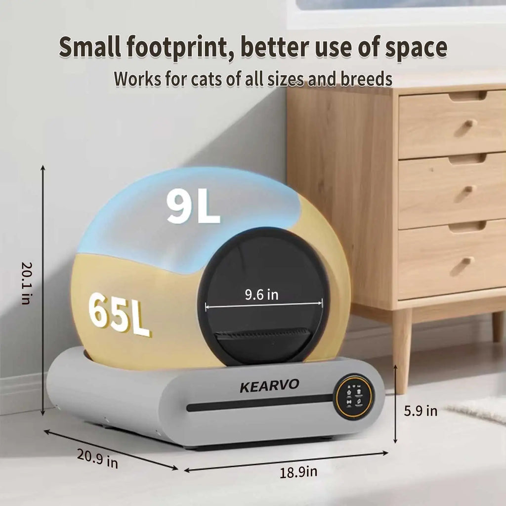 USA Warehouse 65L Smart Cat Litter Box Automatic Cleaning Health Monitor Odor Isolation Multi Cats Use