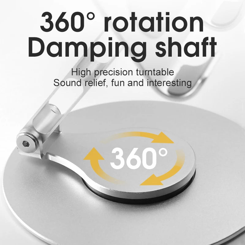 Real Aluminum Alloy 360 Degree Rotating Phone Stand Adjustable Foldable Desktop Holder Portable Ergonomic Cell Phone Stand