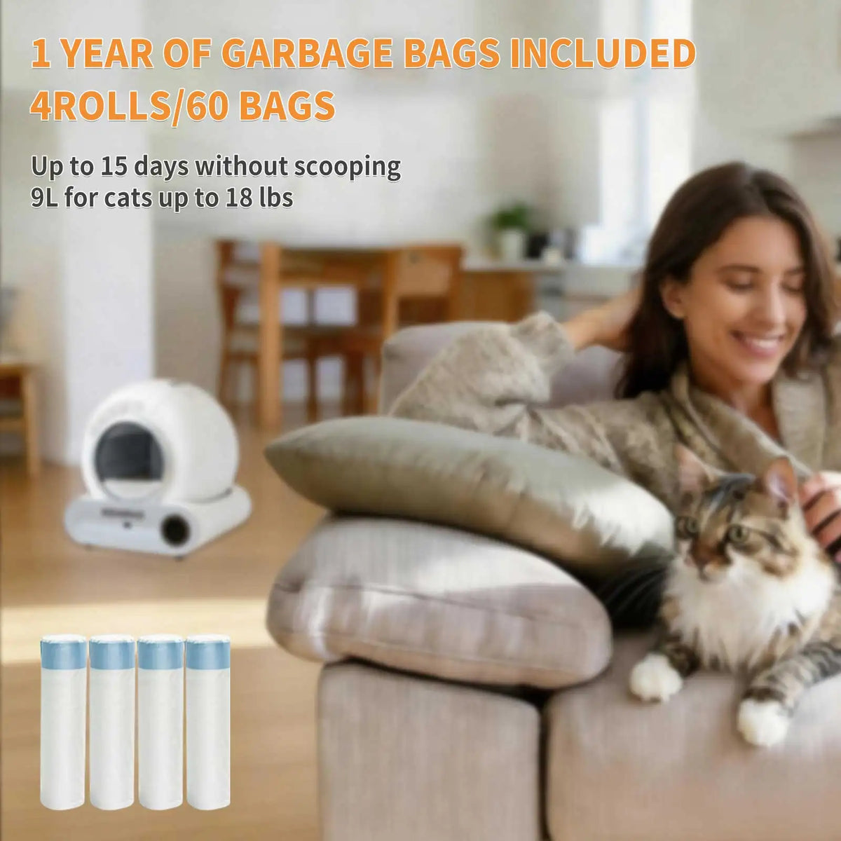 USA Warehouse 65L Smart Cat Litter Box Automatic Cleaning Health Monitor Odor Isolation Multi Cats Use
