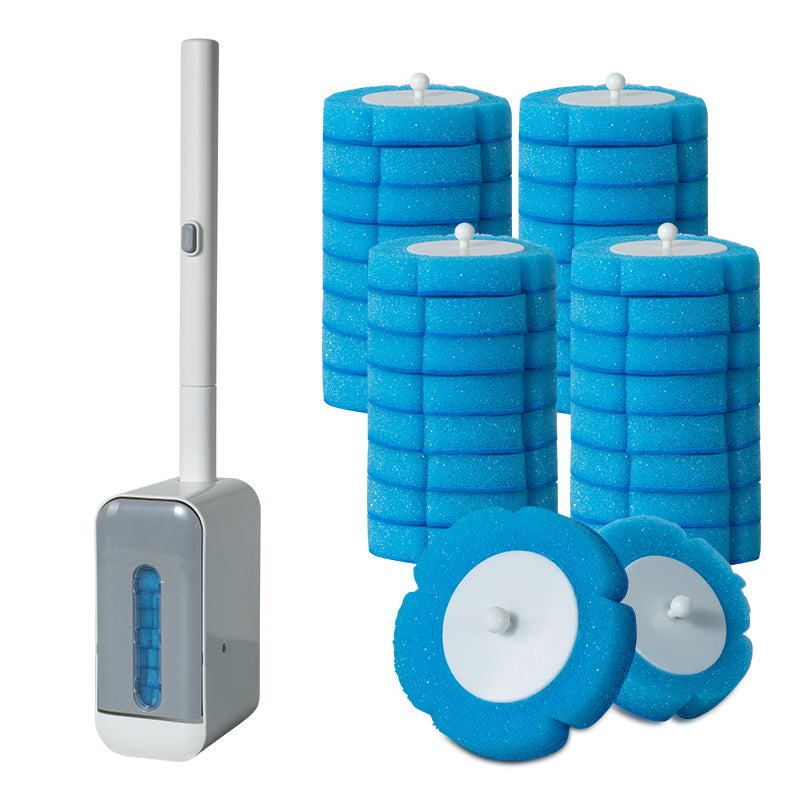 Holamopa Wall Mounted Toilet Bowl Cleaner Kit Disposable PP Plastic Toilet Wand with Refill Sponges for Bathroom Cleaning
