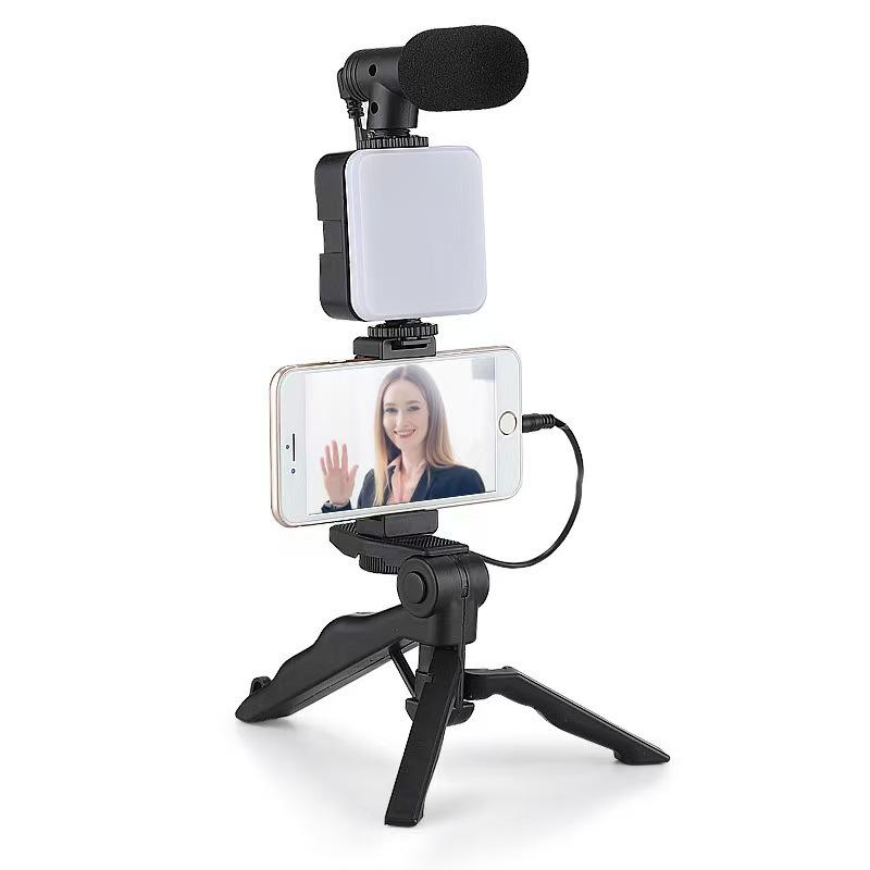 Professional Smartphone Video Making Kit with LED Light Tripod Mic YouTube Live Stream Vlog Bundle for Phone Recording