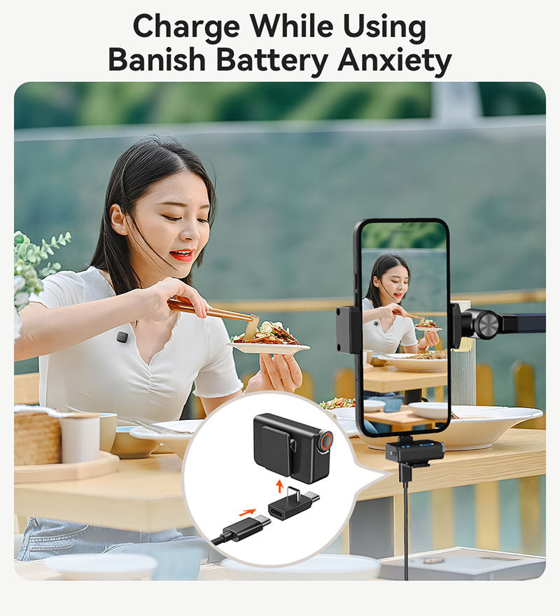 Vybe Vault For Creators M15 Mini Wireless Lavalier Microphone with AI Noise Reduction and Real Voice for Live Show Wireless Collar Clip Microphone