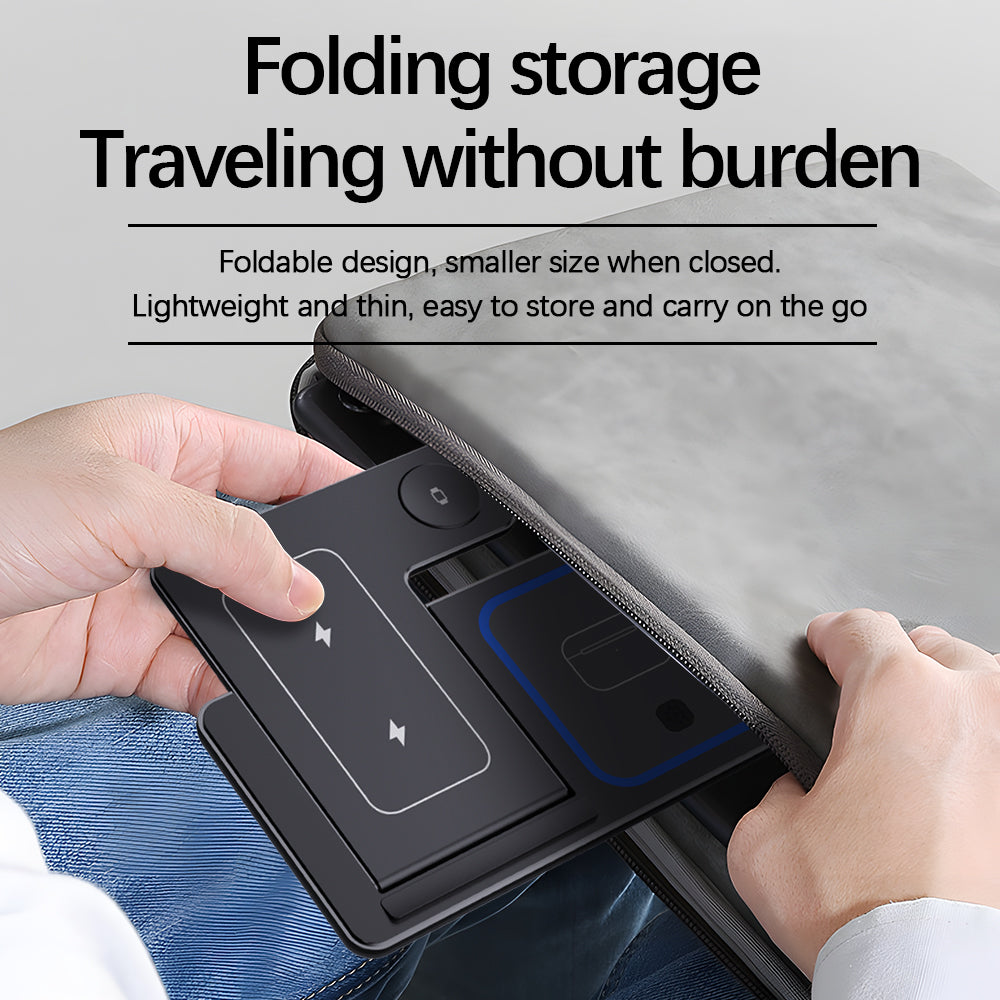 Wholesale Custom Logo Portable 3 in 1 Multifunction Fast Wireless Charging Stand 15w Phone 3 in 1 Foldable Wireless Charger