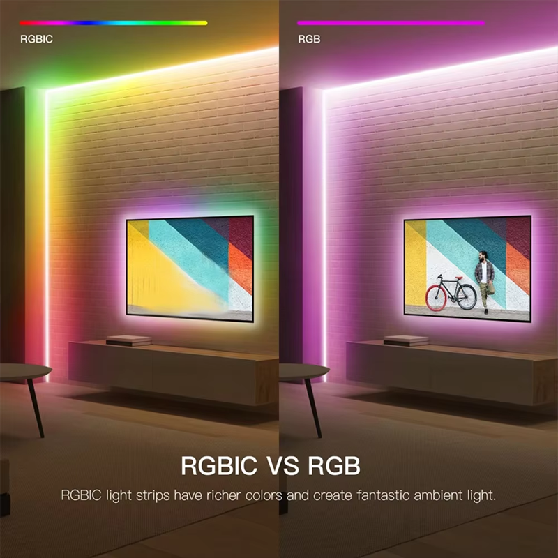 Addressable Dream Color 24V RGB IC COB LED Strip 360LEDs/M 12W Programmable Pixel Flexible Tape for Smart Home Gaming Room Bar