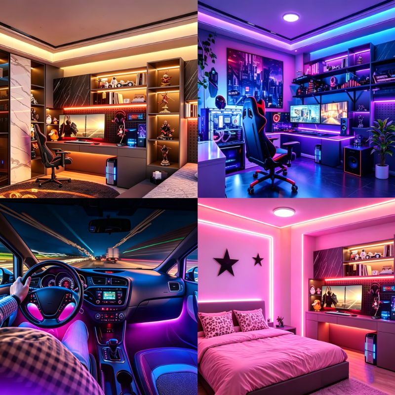 Addressable Dream Color 24V RGB IC COB LED Strip 360LEDs/M 12W Programmable Pixel Flexible Tape for Smart Home Gaming Room Bar