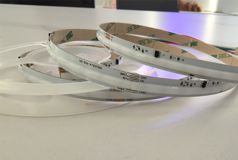 Addressable Dream Color 24V RGB IC COB LED Strip 360LEDs/M 12W Programmable Pixel Flexible Tape for Smart Home Gaming Room Bar