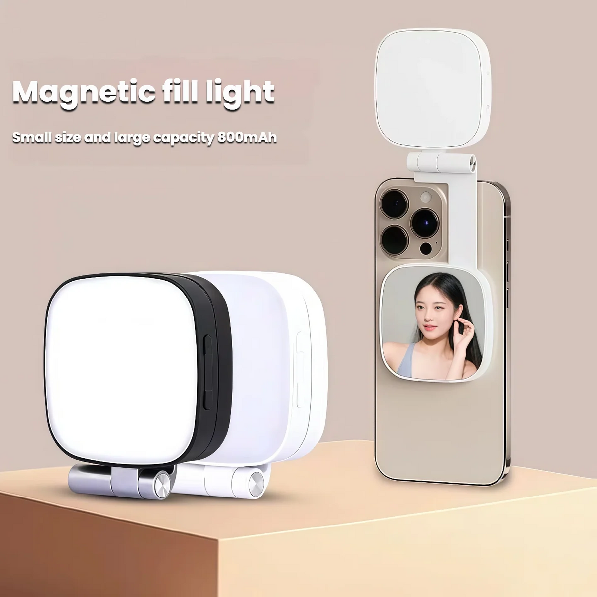 Portable Fill Light Clip with Mirror Selfie Ring Fill Light Magnetic Ring Selfie Lights Suitable for Magsafe IPhone