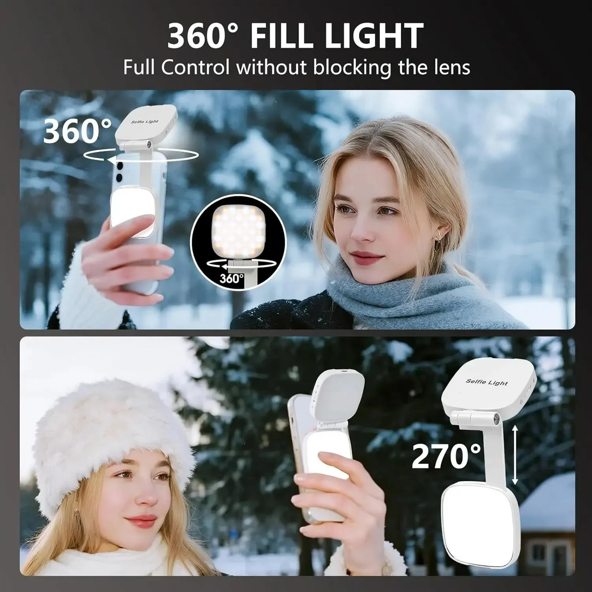 Portable Fill Light Clip with Mirror Selfie Ring Fill Light Magnetic Ring Selfie Lights Suitable for Magsafe IPhone