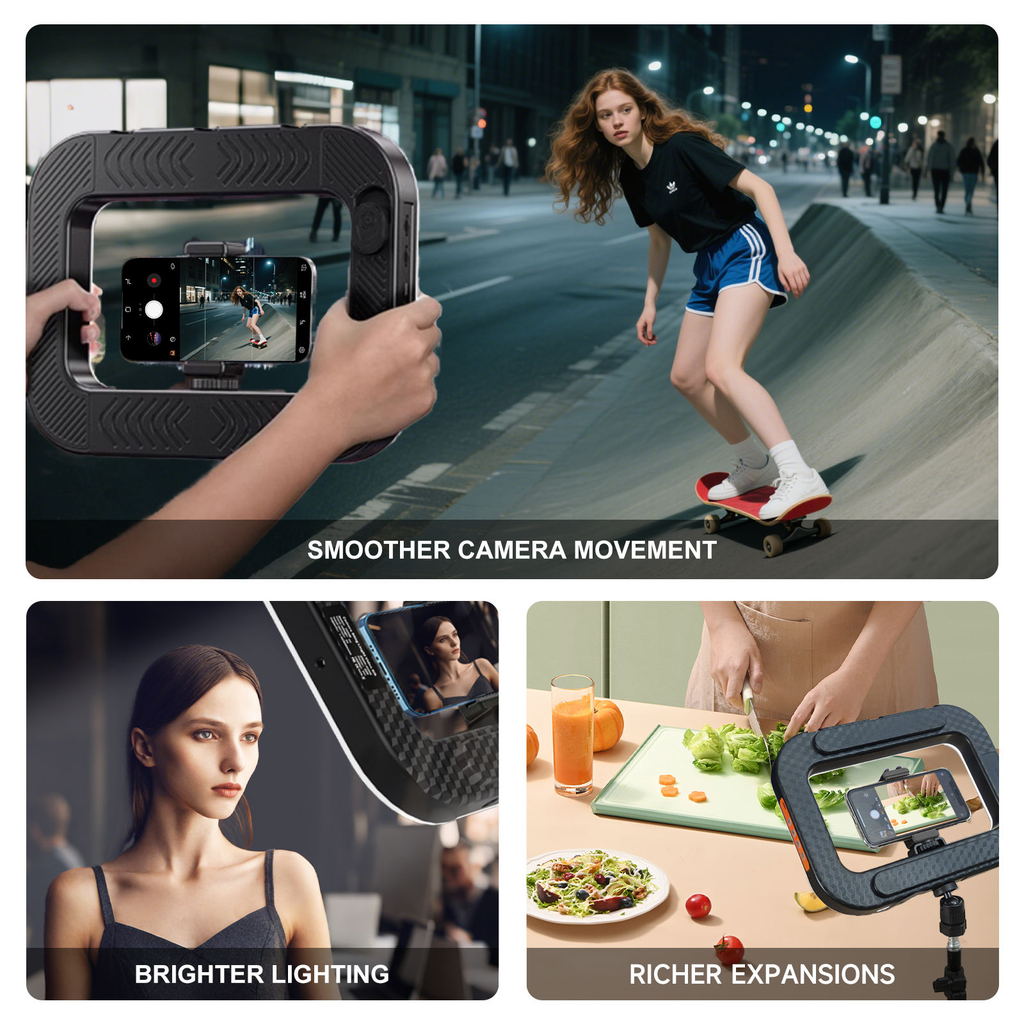 Smartphone Selfie Light Kit Handheld LED Mobile Video Stabilizer Fill Lighting Lights Rechargeable for Phone Camera