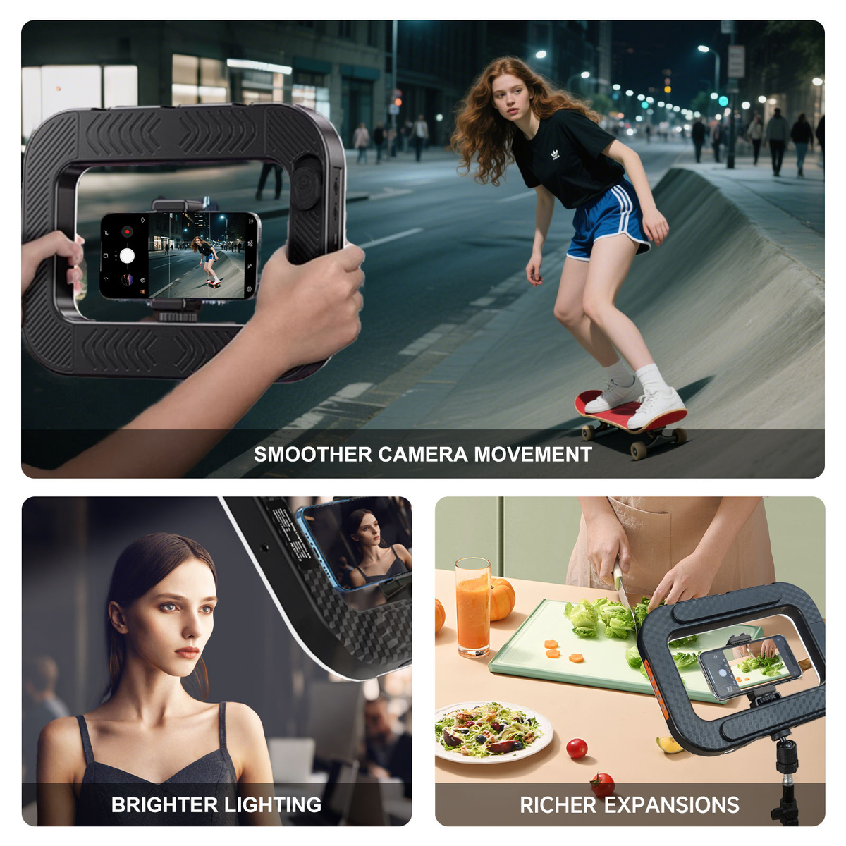 Smartphone Selfie Light Kit Handheld LED Mobile Video Stabilizer Fill Lighting Lights Rechargeable for Phone Camera