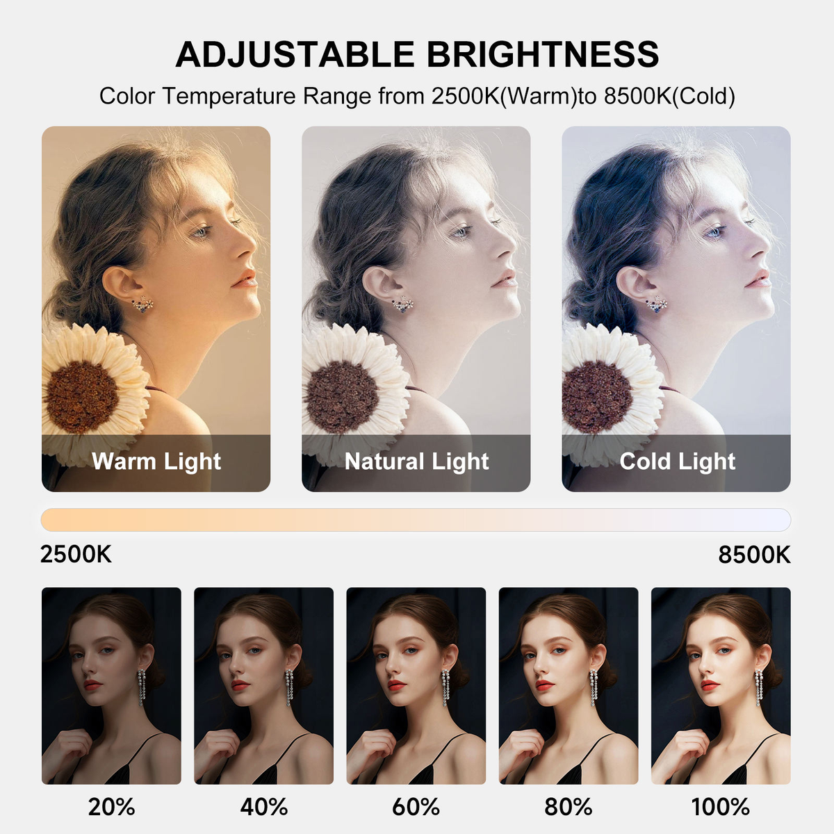 Smartphone Selfie Light Kit Handheld LED Mobile Video Stabilizer Fill Lighting Lights Rechargeable for Phone Camera